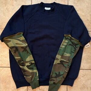 NWT ReMADE by UO camo sleeve cutoff sweatshirt